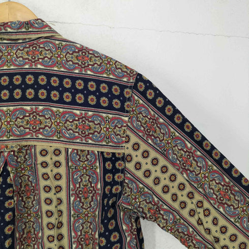 Liz Wear レーヨン100 ループ留め 両フラップ 総柄オープンカラーシャツ メンズ JPN:S