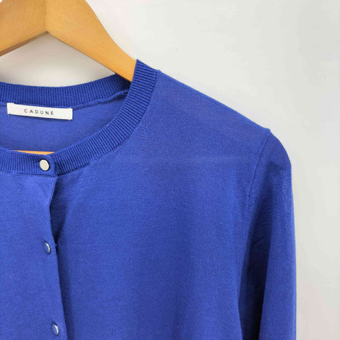 カデュネ CADUNE シルバーボタン シアー クルーネック カーディガン レディース 38