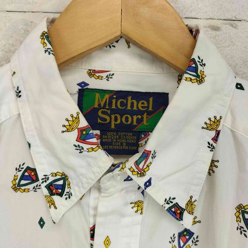 Michel Sport 香港製 エンブレム総柄 L/Sシャツ メンズ JPN:S