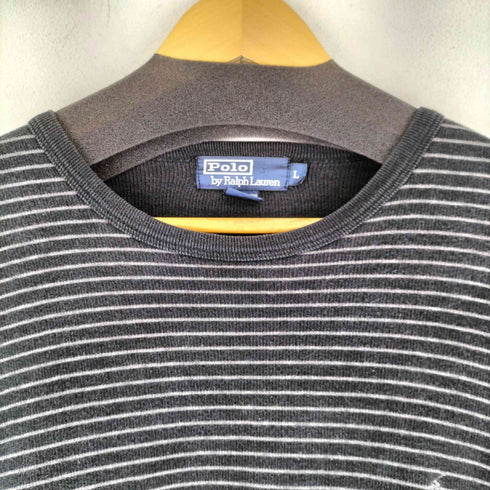ポロバイラルフローレン Polo by RALPH LAUREN 同色 ポニー 刺繍 ボーダー クルーネック スウェット メンズ import:L