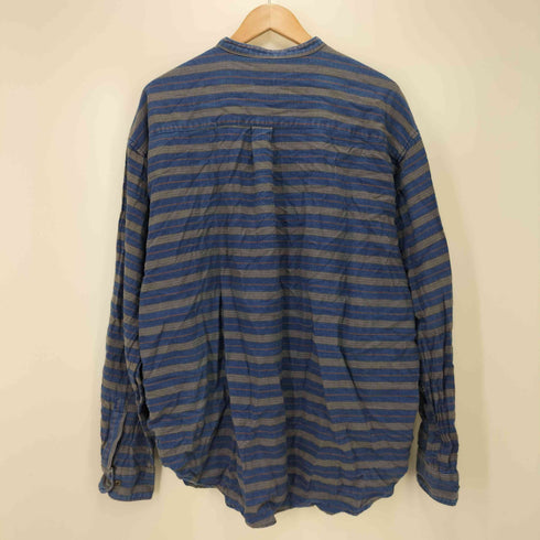 ドッカーズ DOCKERS 90S INDIGO ボーダー L/S バンドカラー ネル シャツ メンズ import:L