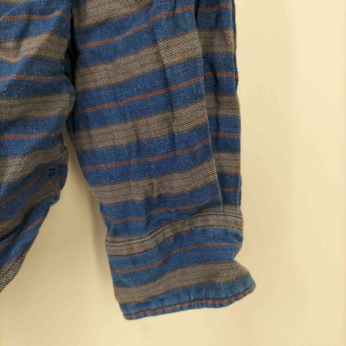 ドッカーズ DOCKERS 90S INDIGO ボーダー L/S バンドカラー ネル シャツ メンズ import:L