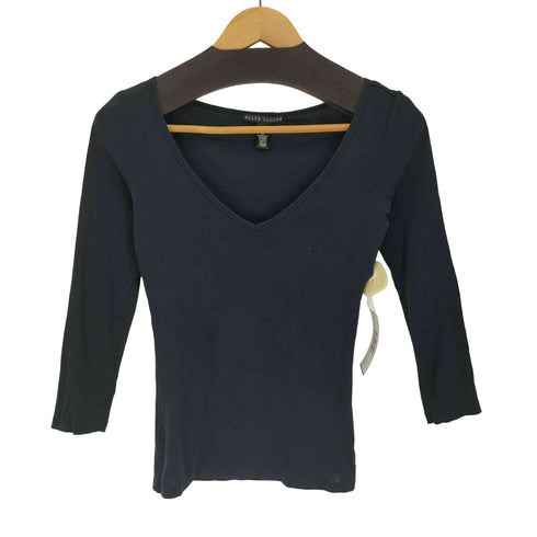 ラルフローレン RALPH LAUREN USA製 Vネック L/S コットン シャツ レディース import:S