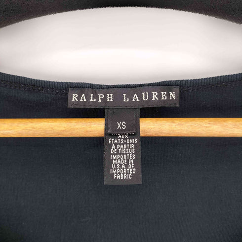 ラルフローレン RALPH LAUREN USA製 Vネック L/S コットン シャツ レディース import:XS