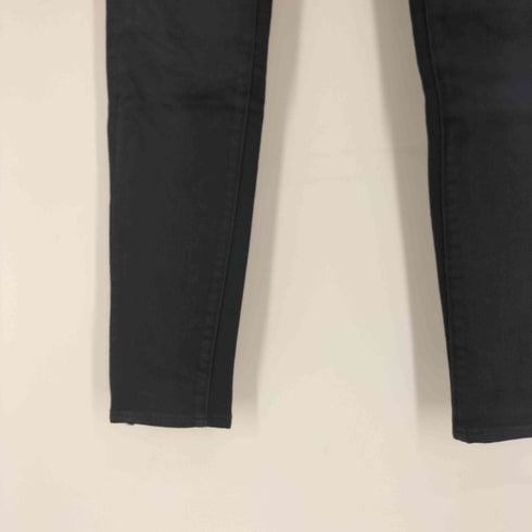 ポロラルフローレン POLO RALPH LAUREN ロゴ刺繍 革パッチ 5ポケット ジップフライ ブラック デニム スキニー パンツ レディース 26