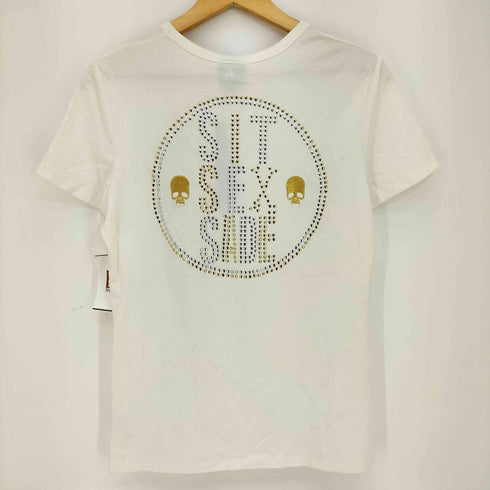 ロエン Roen ロゴ刺繍 スタッズ スカル SIT SEX SADE クルーネック S/S Tシャツ メンズ JPN:M