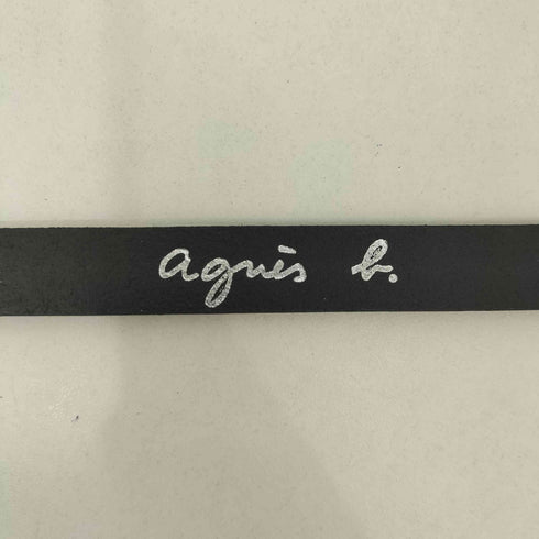 アニエスベー agnes b. フランス製 スクエアバックル カウレザーベルト レディース 85