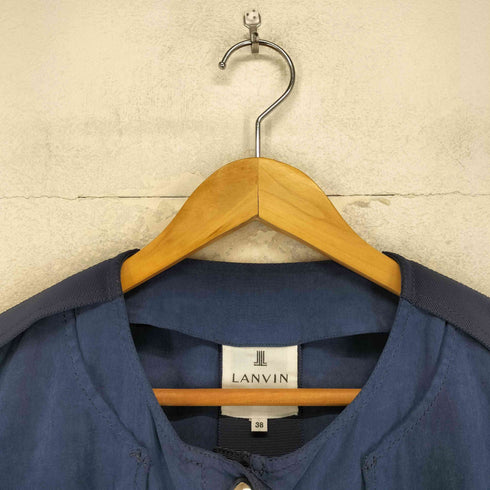 ランバンオンブルー LANVIN en Bleu シルク100% 短丈ノーカラージャケット レディース JPN:38