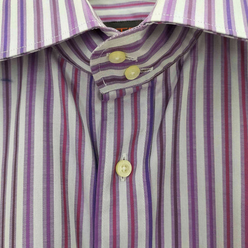 エトロ ETRO イタリア製 ストライプ L/S ホリゾンタルカラー シャツ メンズ 39