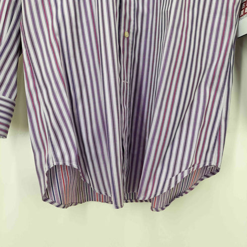 エトロ ETRO イタリア製 ストライプ L/S ホリゾンタルカラー シャツ メンズ 39