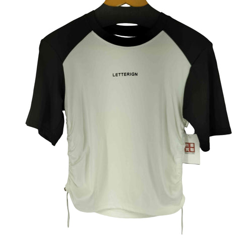 サイドシャーリング バイカラー Tシャツ レディース