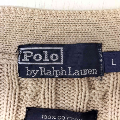 ポロバイラルフローレン Polo by RALPH LAUREN ポニー 刺繍 コットン ケーブルニット カーディガン メンズ import:L
