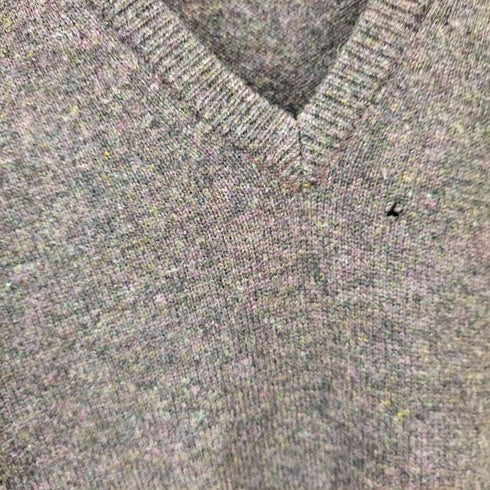 バーバリーズ BURBERRYS 90S 英国製 白タグ ロゴ 刺繍 ラムウール Vネック ニット メンズ UK:42