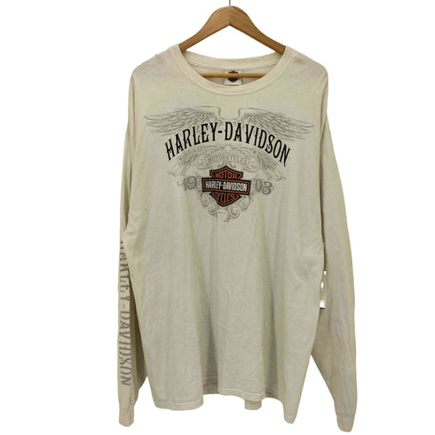 ハーレーダビッドソン HARLEY-DAVIDSON HANES BEEFTY ボディ ウイング 袖 両面 プリント L/S クルーネック Tシャツ メンズ