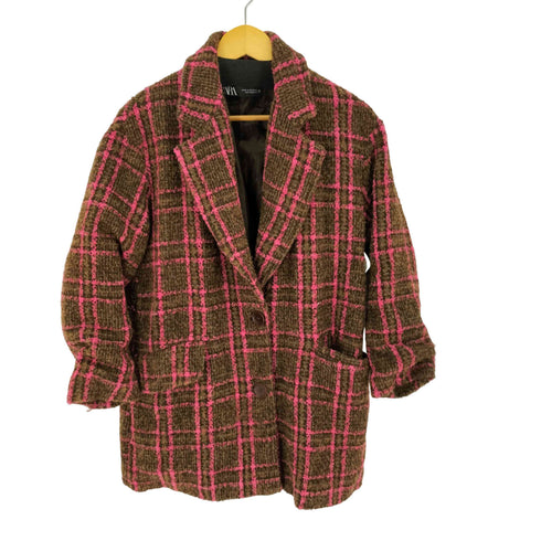ザラ ZARA チェックツイードジャケット レディース import:XS