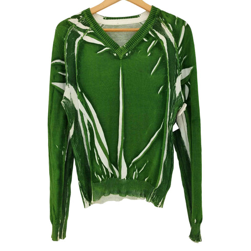 ドルチェアンドガッバーナ DOLCE&GABBANA ITTIERRE イタリア製 オーバープリント Vネック サマーニット メンズ import:XS