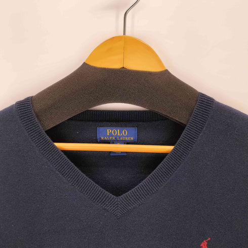 ポロラルフローレン POLO RALPH LAUREN スモールポニー刺繍 エルボーパッチ Vネックニット メンズ XL