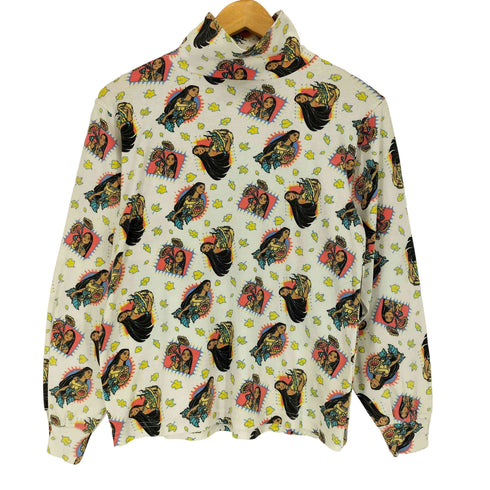 キャラクター プリント デザイン ロングスリーブ ハイネックTシャツ メンズ XL