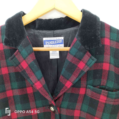 ペンドルトン PENDLETON USA製 タータンチェック ウール テーラードジャケット レディース 14
