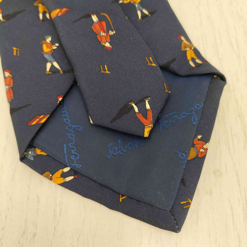 サルヴァトーレフェラガモ Salvatore Ferragamo イタリア製 総柄 シルク ネクタイ メンズ