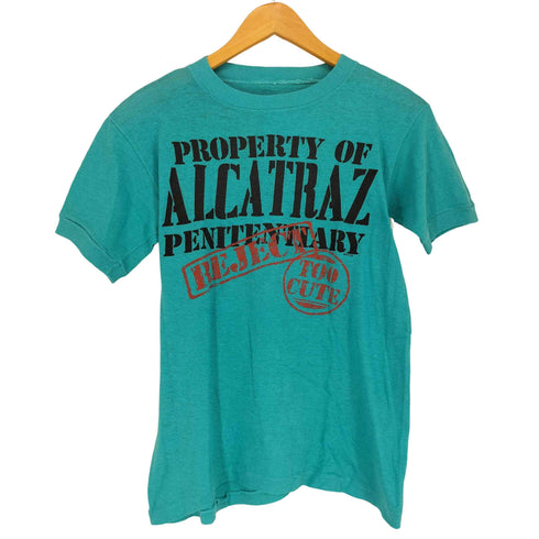 80-90s ALCATRAZ 裾シングル フロントプリントクルーネックTシャツ メンズ