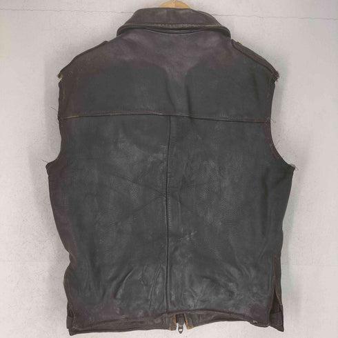 real leather ロケットTALON ニューヨーク ポリスメタルボタンレザーベスト メンズ