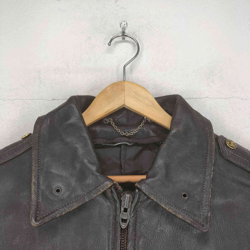 real leather ロケットTALON ニューヨーク ポリスメタルボタンレザーベスト メンズ