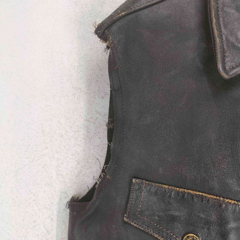 real leather ロケットTALON ニューヨーク ポリスメタルボタンレザーベスト メンズ