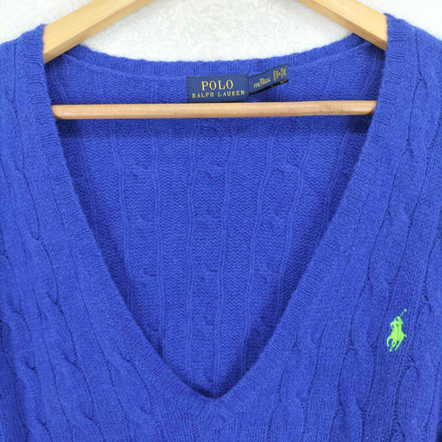 ポロラルフローレン POLO RALPH LAUREN ポニー刺しゅう ケーブル Vネックニット レディース JPN:XL