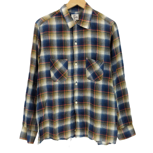 ニードルズ Needles カットオフ L/S check Shirt リネンチェックシャツ メンズ JPN:L