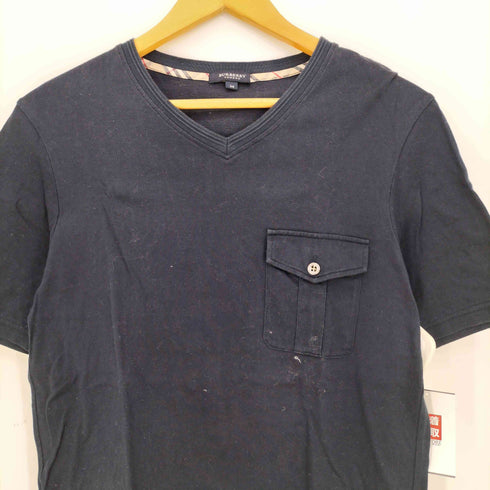 バーバリーロンドン BURBERRY LONDON エクエストリアン ナイト刺繍 Vネック ポケット 半袖Tシャツ メンズ import:M