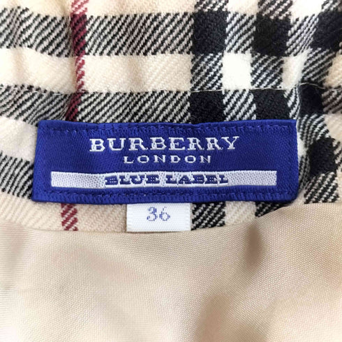 バーバリーブルーレーベル BURBERRY BLUE LABEL ノバチェック ウール100 プリーツ切替キャミワンピース レディース 36