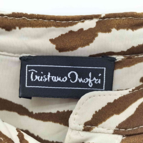 TRISTANO ONOFRI ゼブラ柄 ストレッチ ヘンリーネック 長袖ロンT レディース