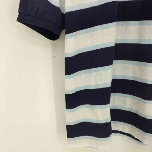 ラコステ LACOSTE ピマコットン リネン ブルーボーダー ポロシャツ メンズ import:L