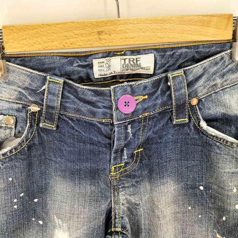 ザラ ZARA TRF DENIM ペイント クラッシュ加工 ローライズ フレアデニム Y2K メンズ FR:38-40