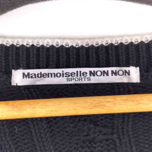マドモアゼルノンノン mademoiselle NON NON Vネック ケーブル編み コットンニット レディース