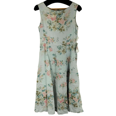 ローラアシュレイ LAURA ASHLEY リネン100 花柄ワンピース レディース JPN:11号
