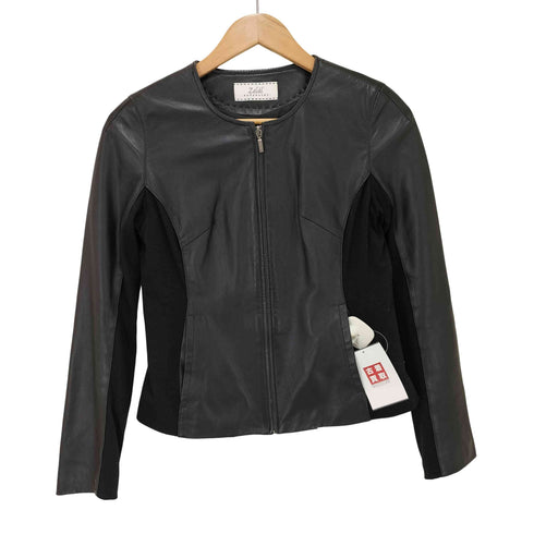 モトマチゼラール MOTOMACHI Zelal サイド ニット シープレザー ノーカラー ジャケット レディース