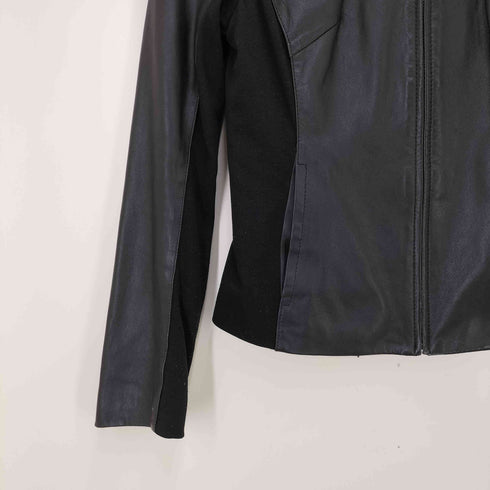 モトマチゼラール MOTOMACHI Zelal サイド ニット シープレザー ノーカラー ジャケット レディース