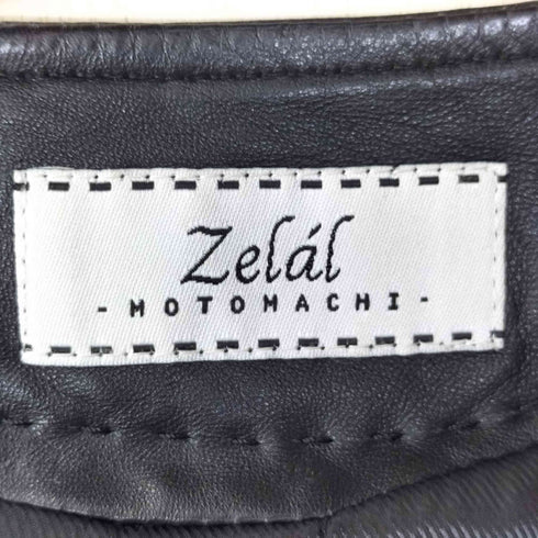 モトマチゼラール MOTOMACHI Zelal サイド ニット シープレザー ノーカラー ジャケット レディース