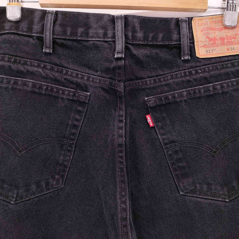 リーバイス Levis 00S メキシコ製 ボタン裏4001 517 後染め ジップフライブーツカットブラックデニム メンズ 34/34