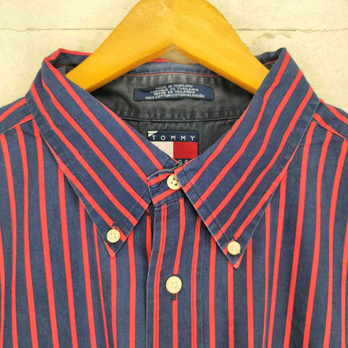 トミーヒルフィガー TOMMY HILFIGER 90~00S ストライプボタンシャツ メンズ import:XXL