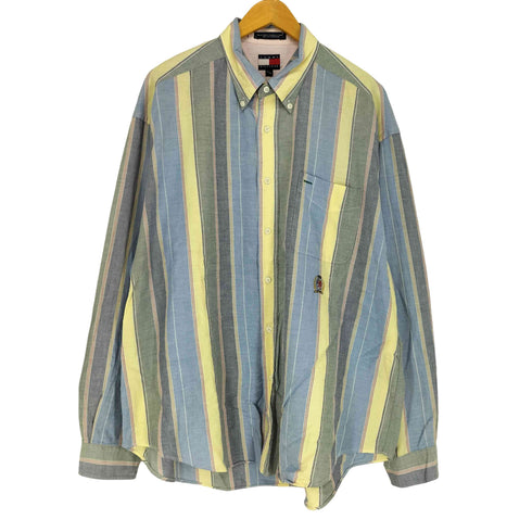 トミーヒルフィガー TOMMY HILFIGER 90~00S マルチストライプ ボタンダウンシャツ メンズ import:XL