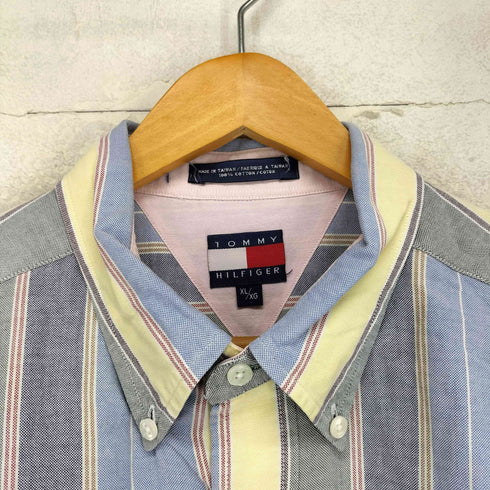 トミーヒルフィガー TOMMY HILFIGER 90~00S マルチストライプ ボタンダウンシャツ メンズ import:XL