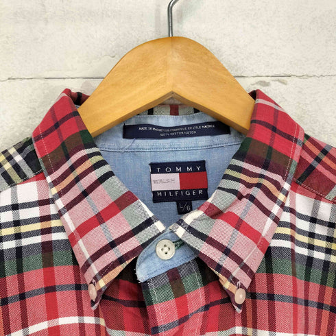 トミーヒルフィガー TOMMY HILFIGER 90-00S ロゴ刺繍 チェック柄 L/S ボタンダウンシャツ メンズ L