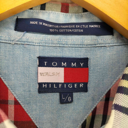 トミーヒルフィガー TOMMY HILFIGER 90-00S ロゴ刺繍 チェック柄 L/S ボタンダウンシャツ メンズ L
