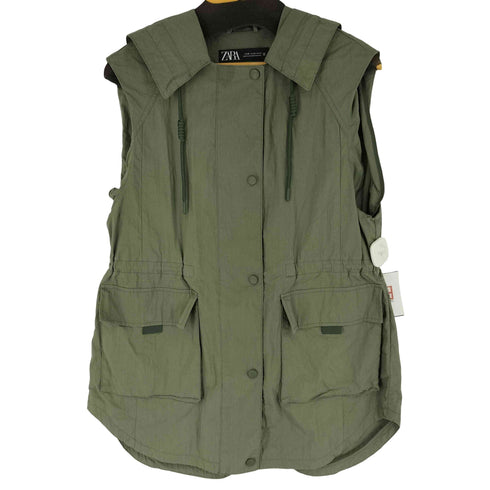 ザラ ZARA フーデット ナイロンベスト レディース import:XS