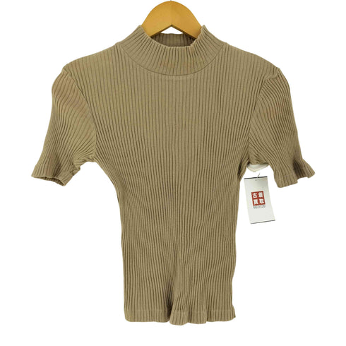 カルバンクライン CALVIN KLEIN コットン リブ編み ハイネックS/S Tシャツ レディース JPN:M