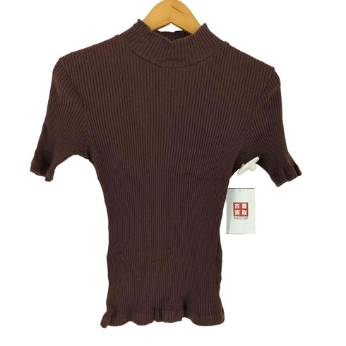 カルバンクライン CALVIN KLEIN コットン リブ編み ハイネックS/S Tシャツ レディース import:M