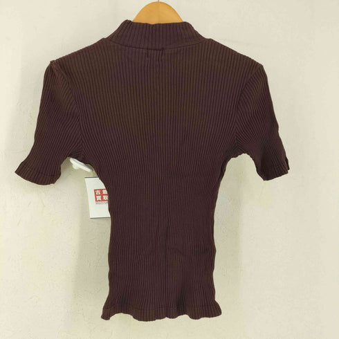 カルバンクライン CALVIN KLEIN コットン リブ編み ハイネックS/S Tシャツ レディース import:M